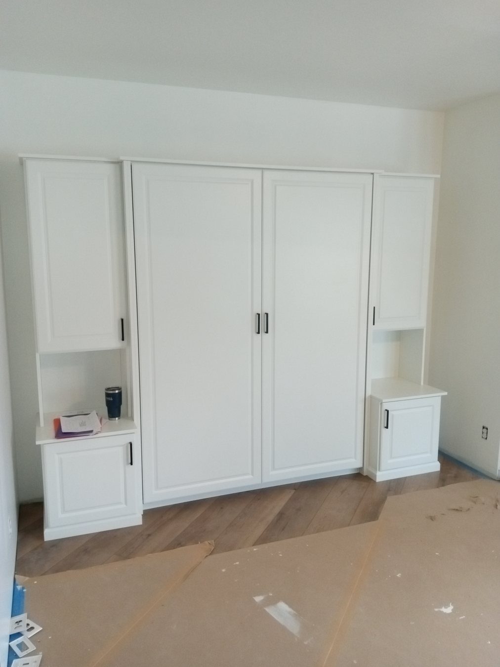 Fresh closet and built-in storage detail after turnover prep.