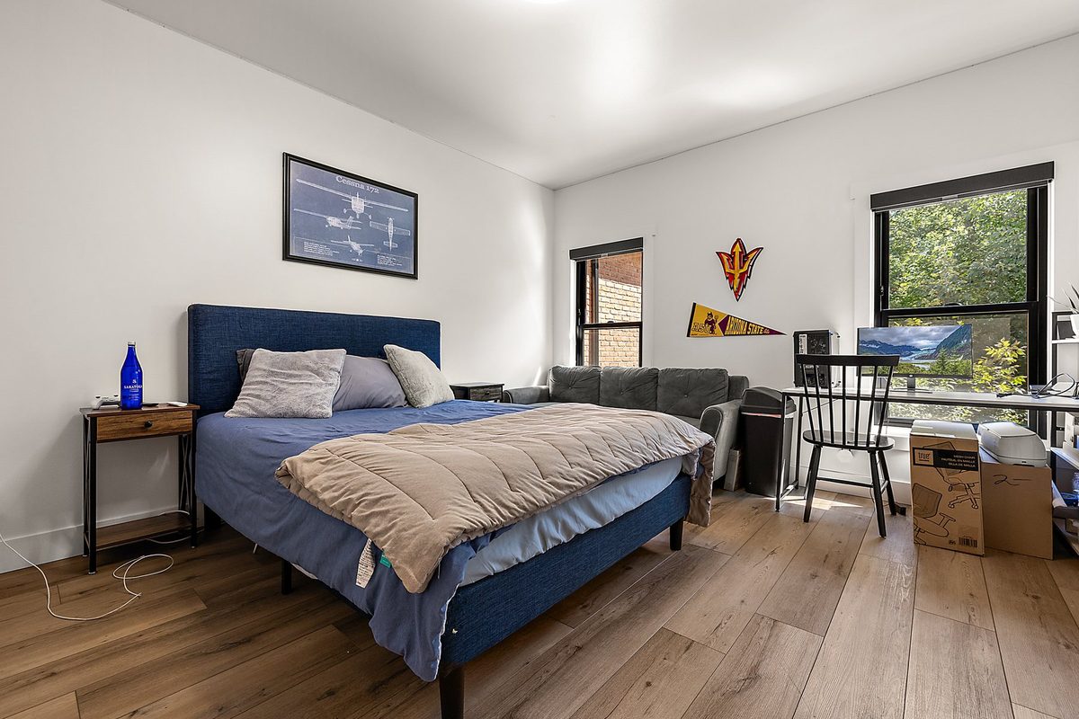 Finished bedroom prepared for a final walkthrough.